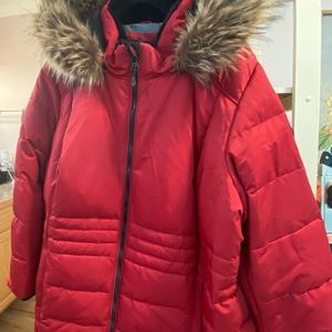 $70 Like New!  QVC Arctic Expedition Quilted Zip Front Down coat 3X chili red.
